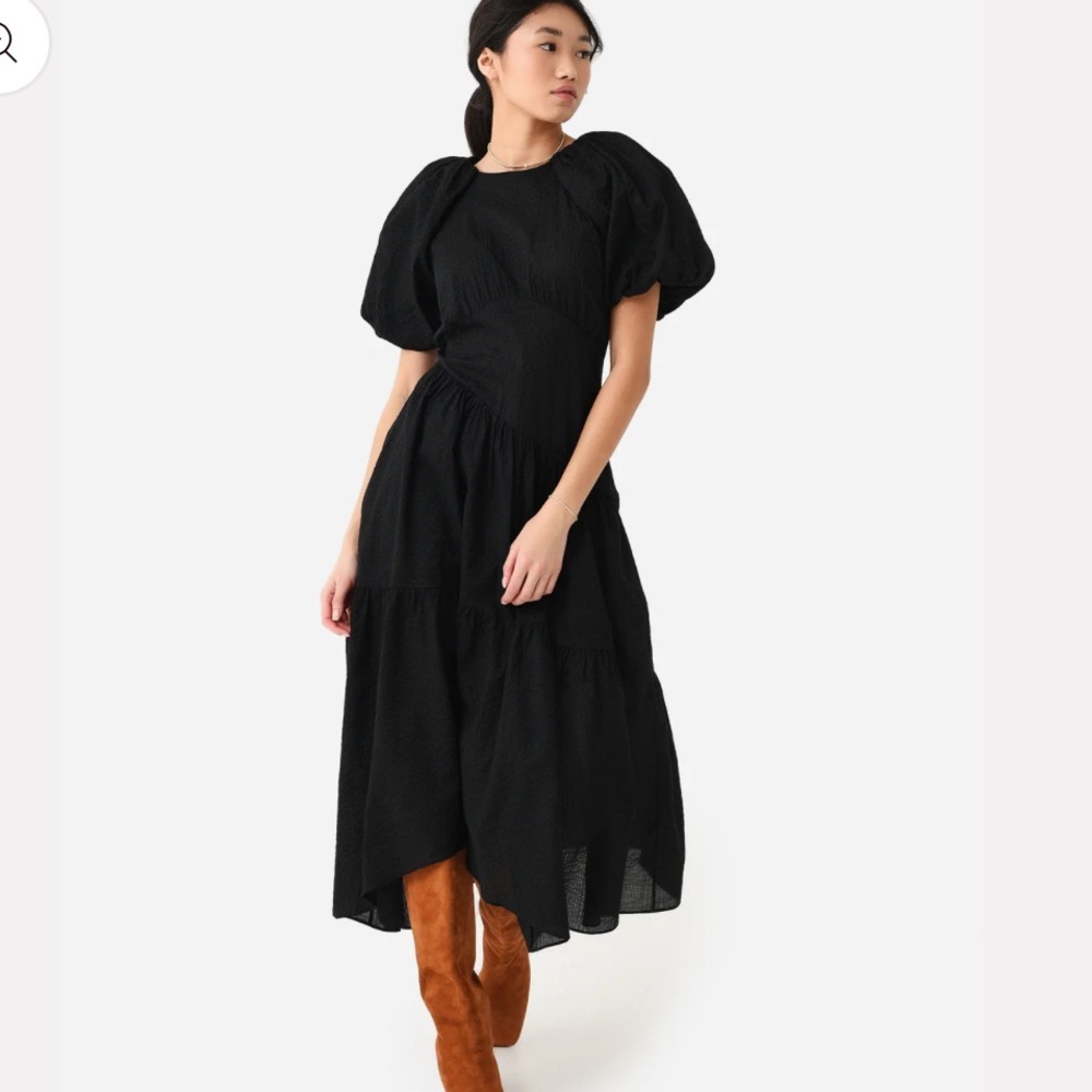FRAME Women's Gathered Seam Puff Sleeve Dress - Picture 3 of 11